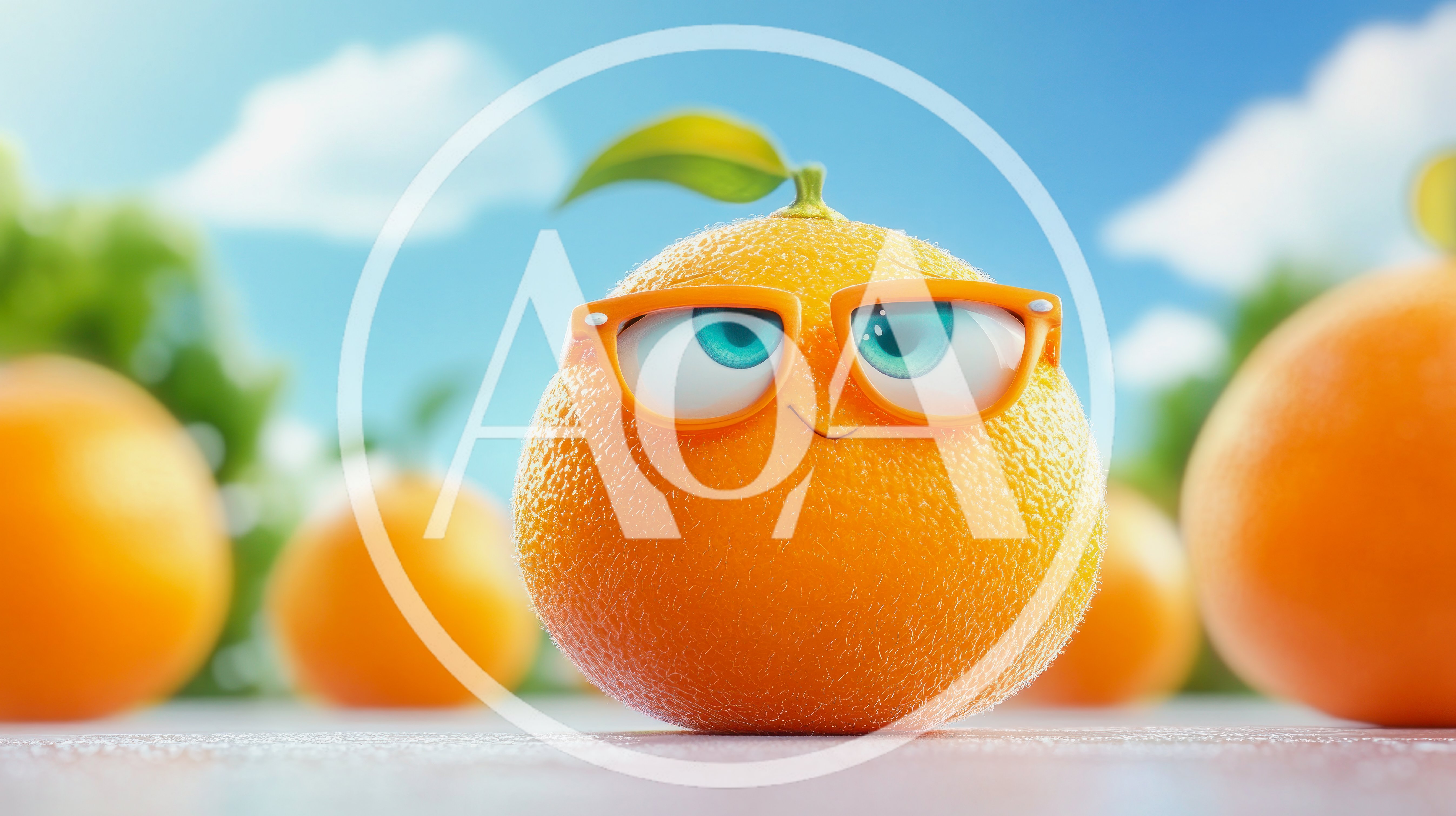 Cute Cartoon Orange Character Wearing Orange Glasses