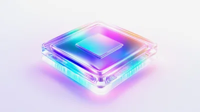 Abstract Iridescent Glass Square Shape 3D Render