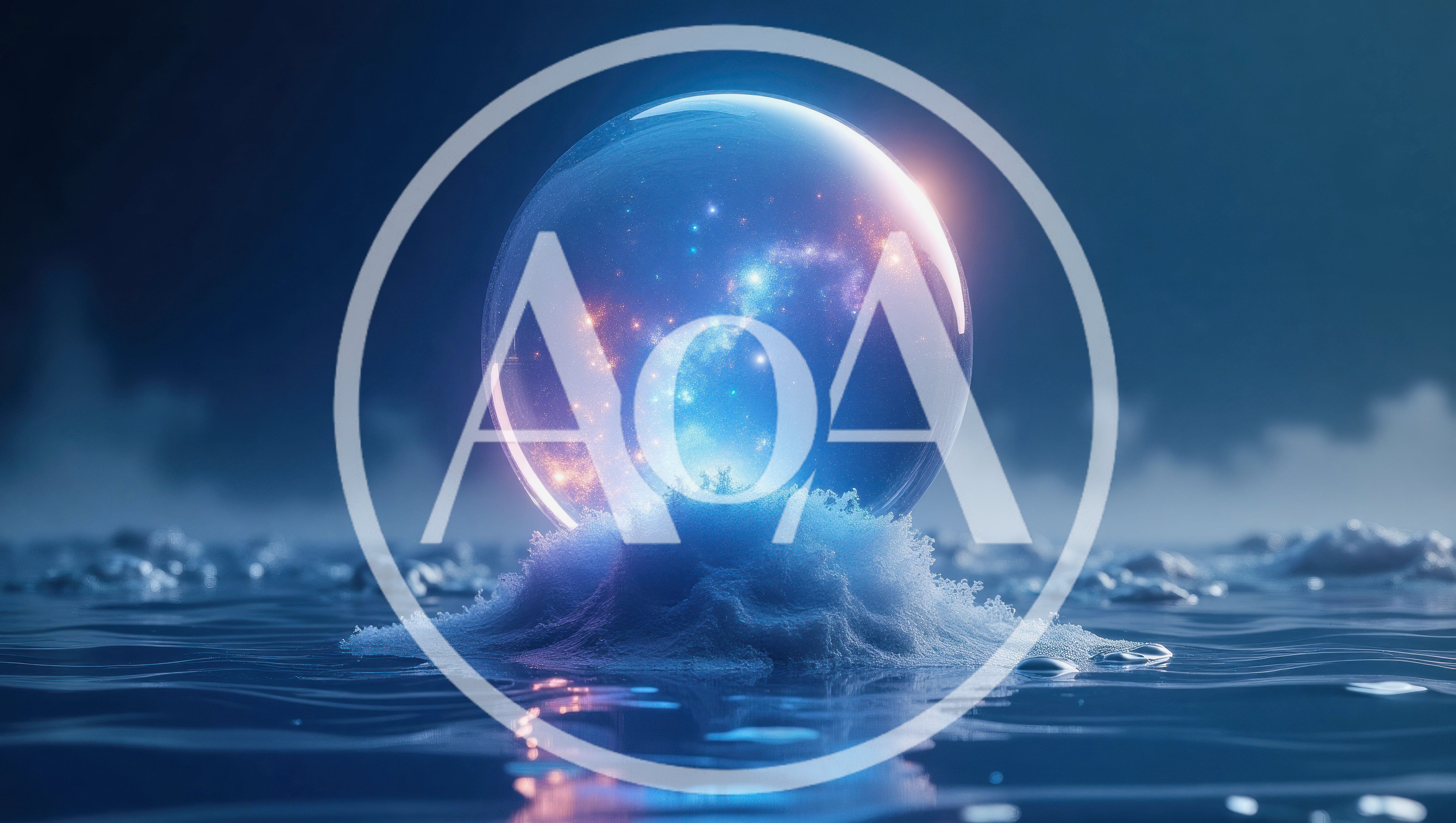 Glowing Crystal Sphere Floating Above Dark Water