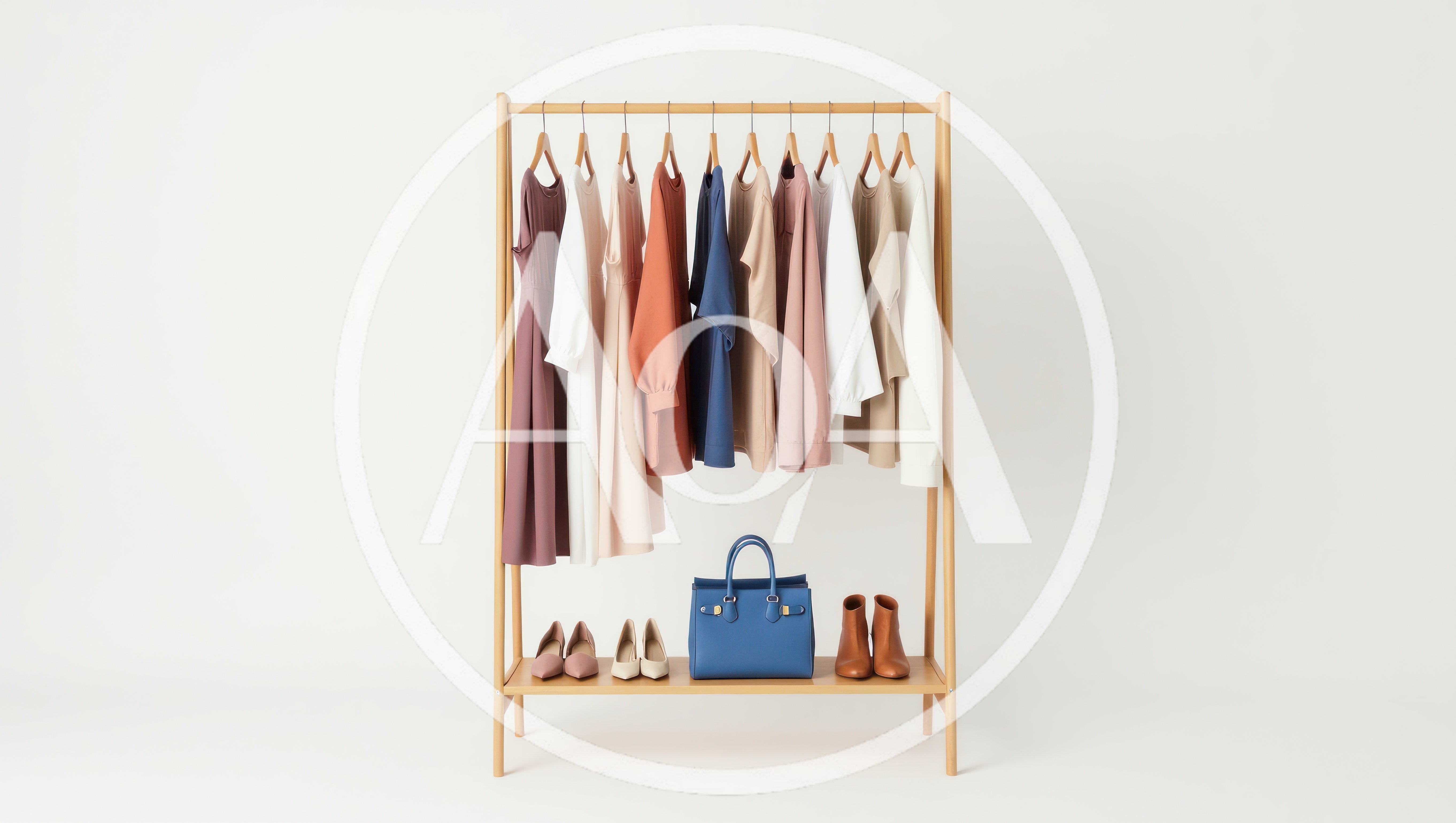 Clothing Rack With Assorted Dresses And Accessories