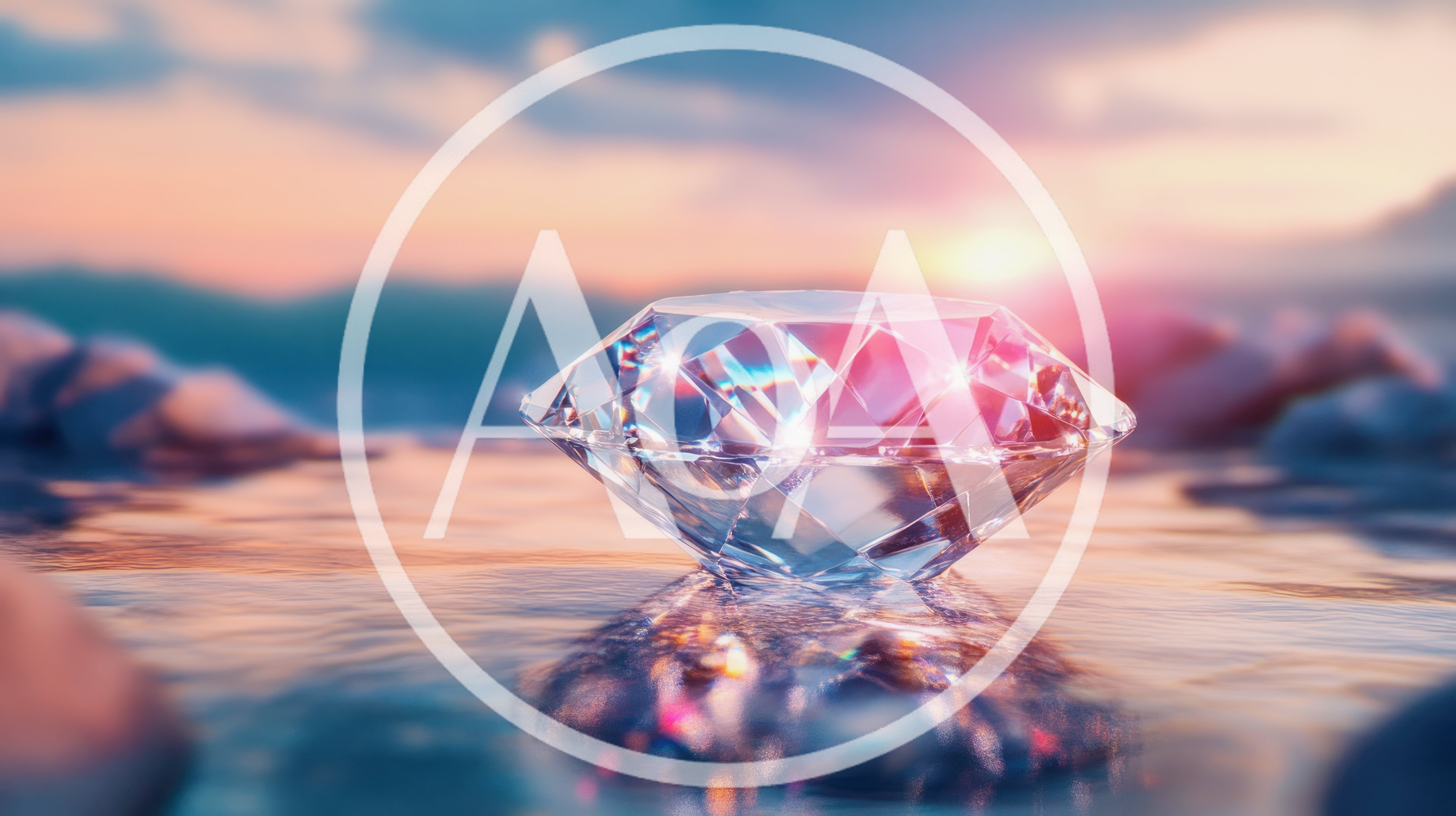 Brilliant Cut Diamond Resting On Water Surface