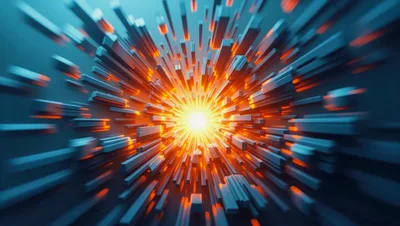 Abstract 3D Motion Blur Tunnel With Glowing Light