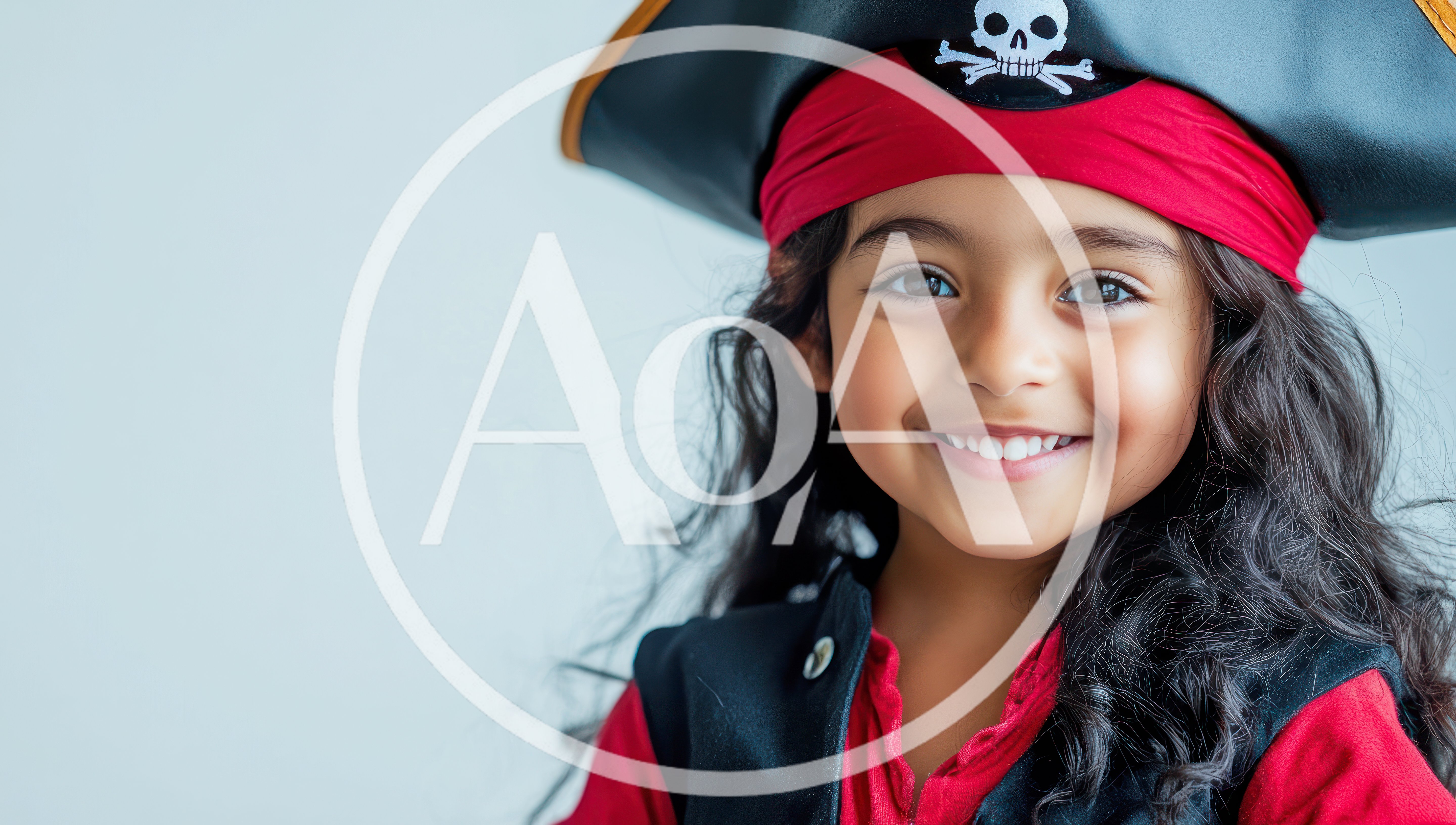 Smiling Young Girl Wearing A Pirate Costume