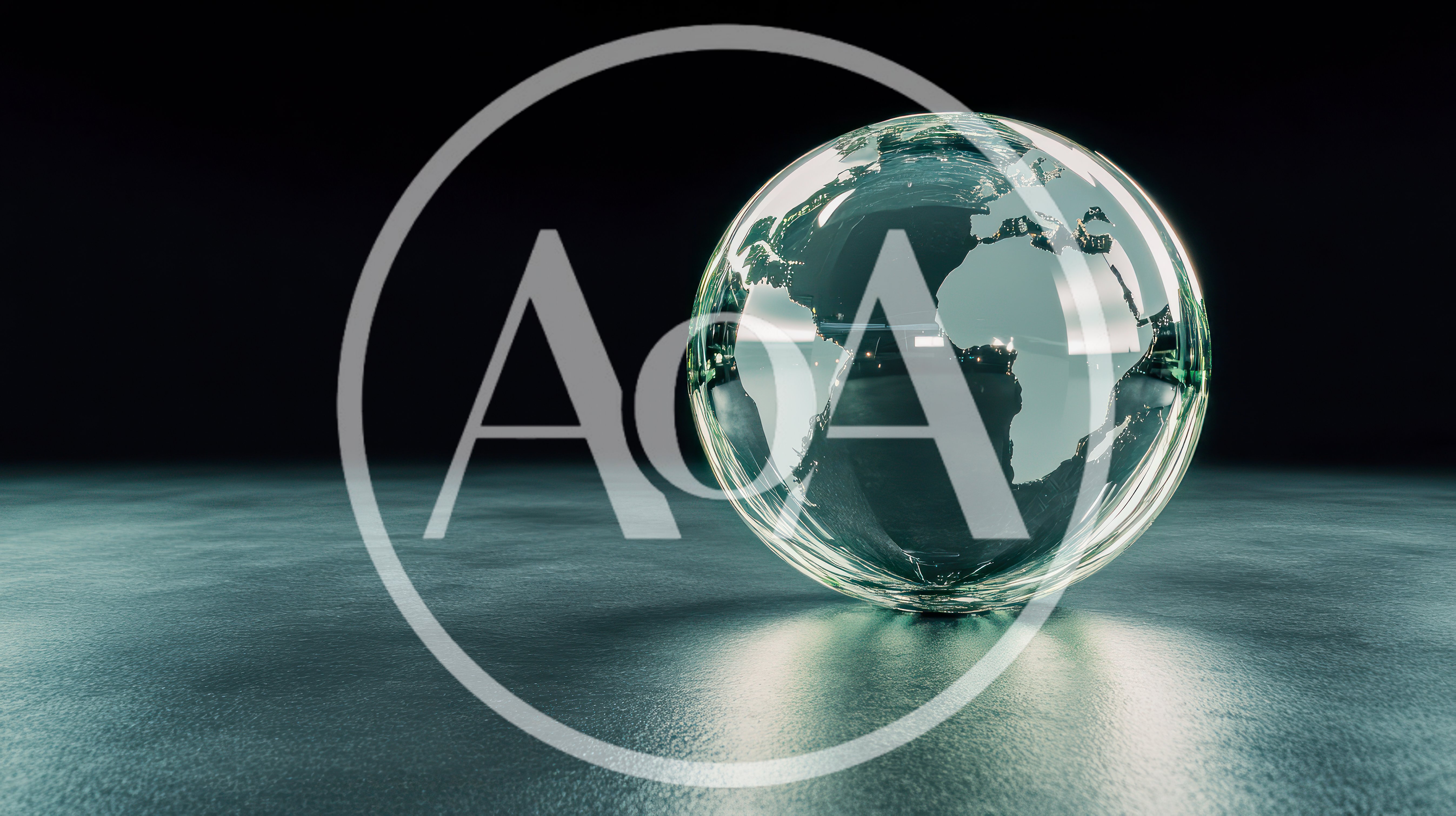 Glass Globe Resting On A Reflective Dark Surface