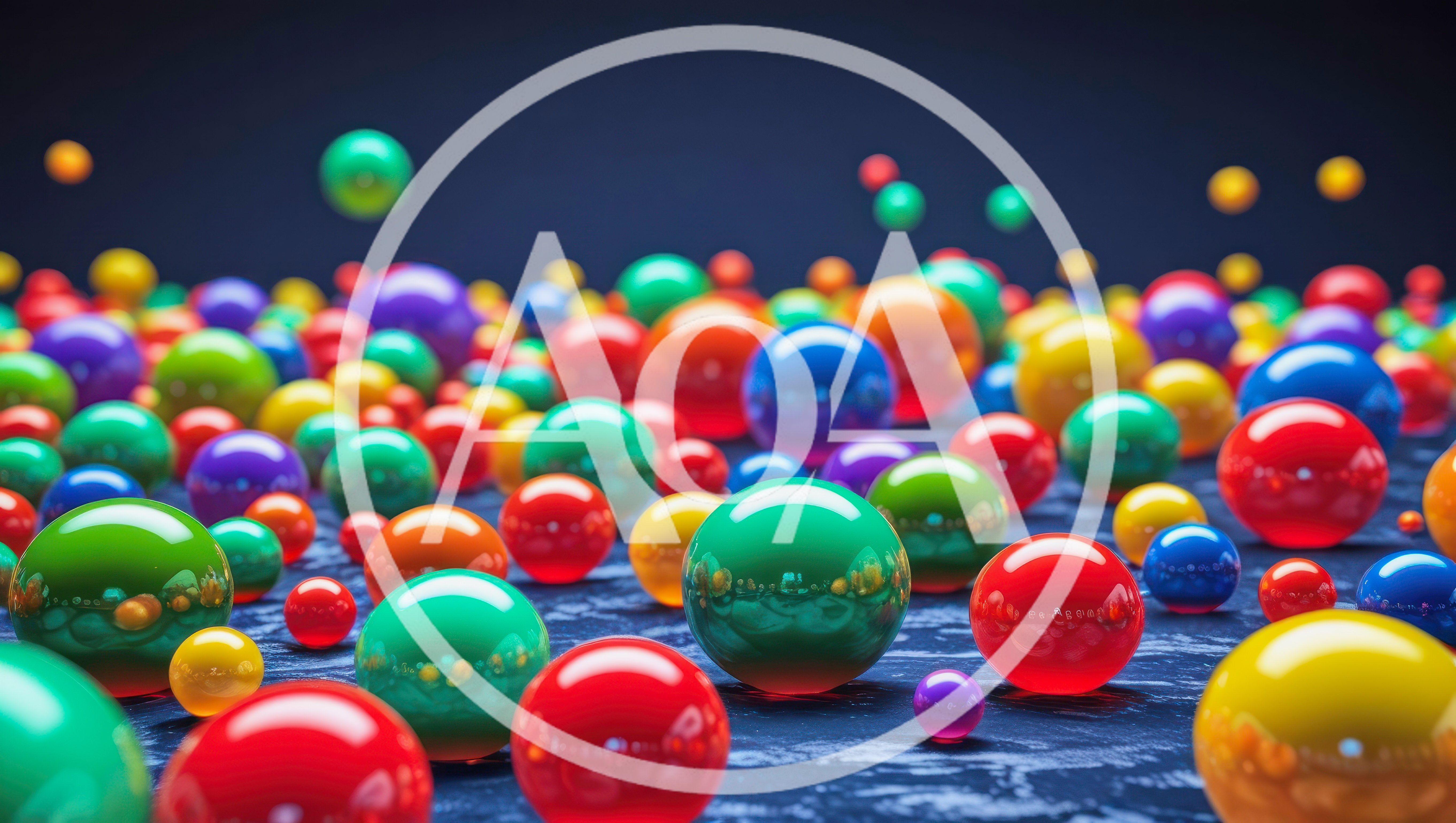 Colorful Glossy Spheres Scattered On Dark Surface