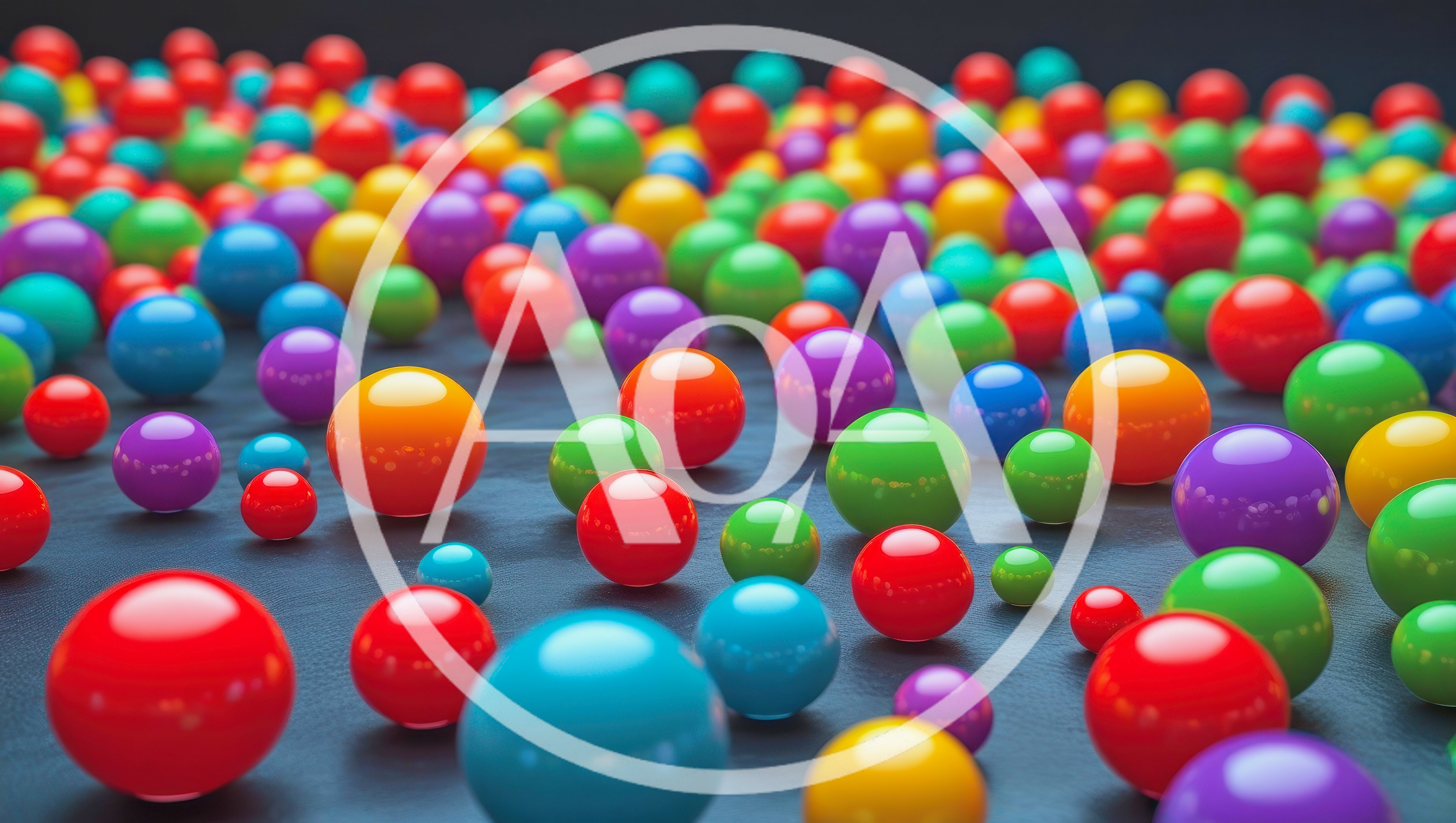 Colorful Glossy Spheres Scattered On Dark Surface