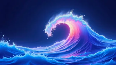Abstract Glowing Neon Ocean Wave