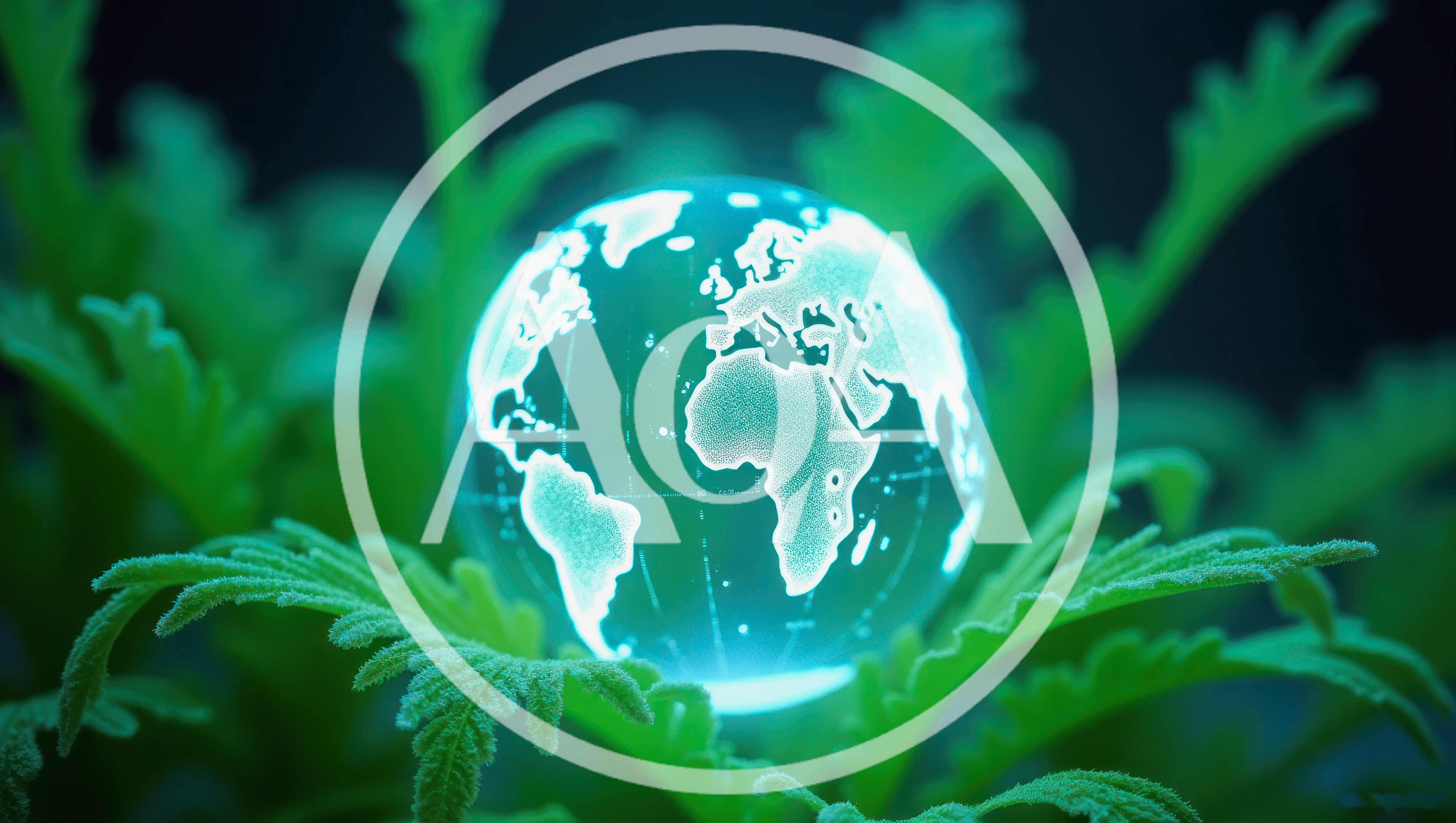 Glowing Glass Globe Resting On Green Fern Leaves