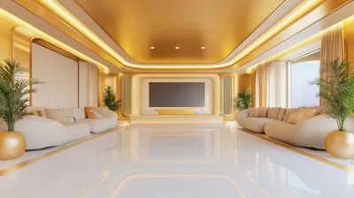 Modern Luxury Living Room With Gold Accents