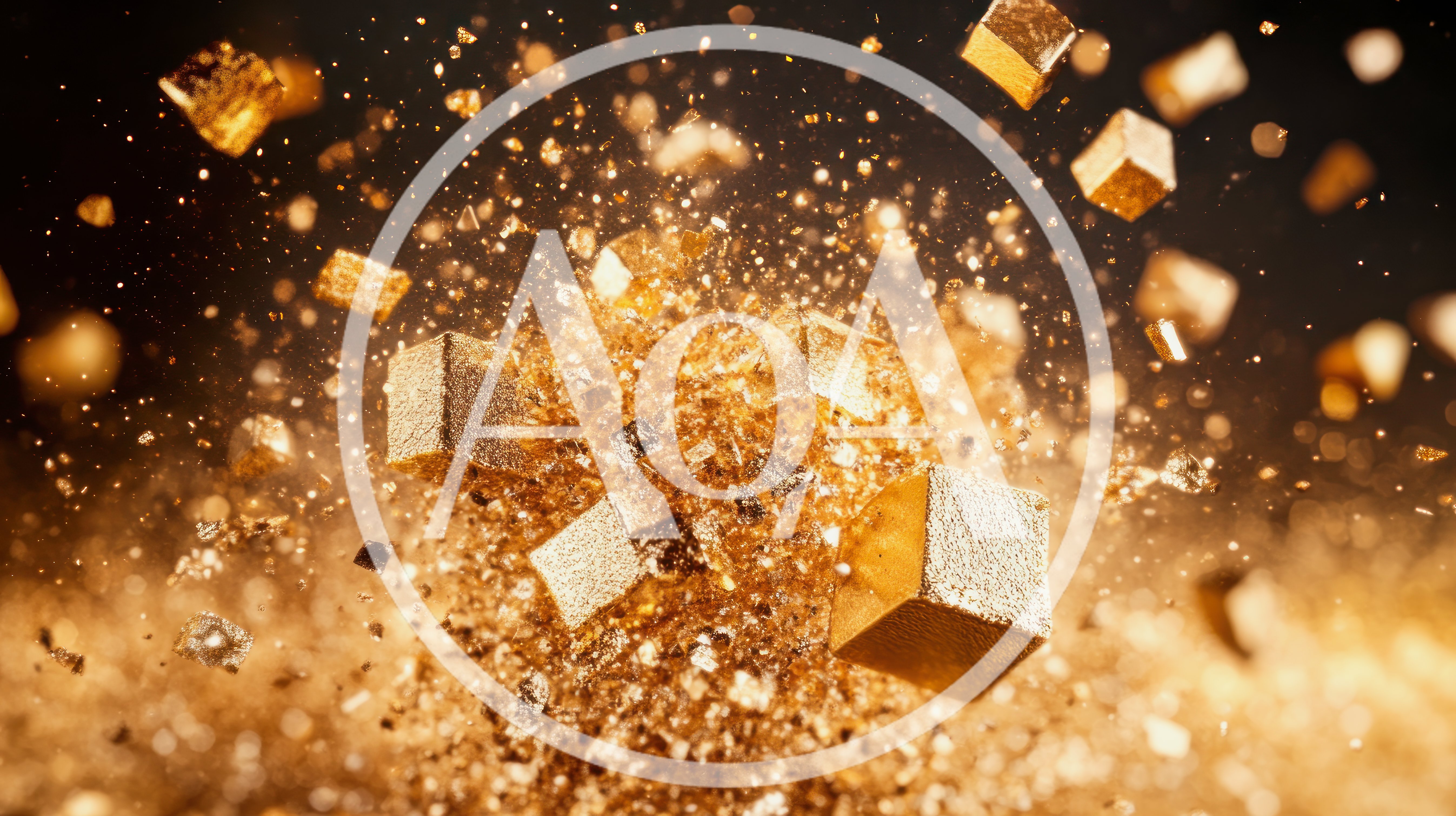 Golden Cubes Exploding Into Glittering Particles