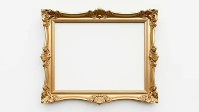 Ornate Gold Baroque Picture Frame On White Background