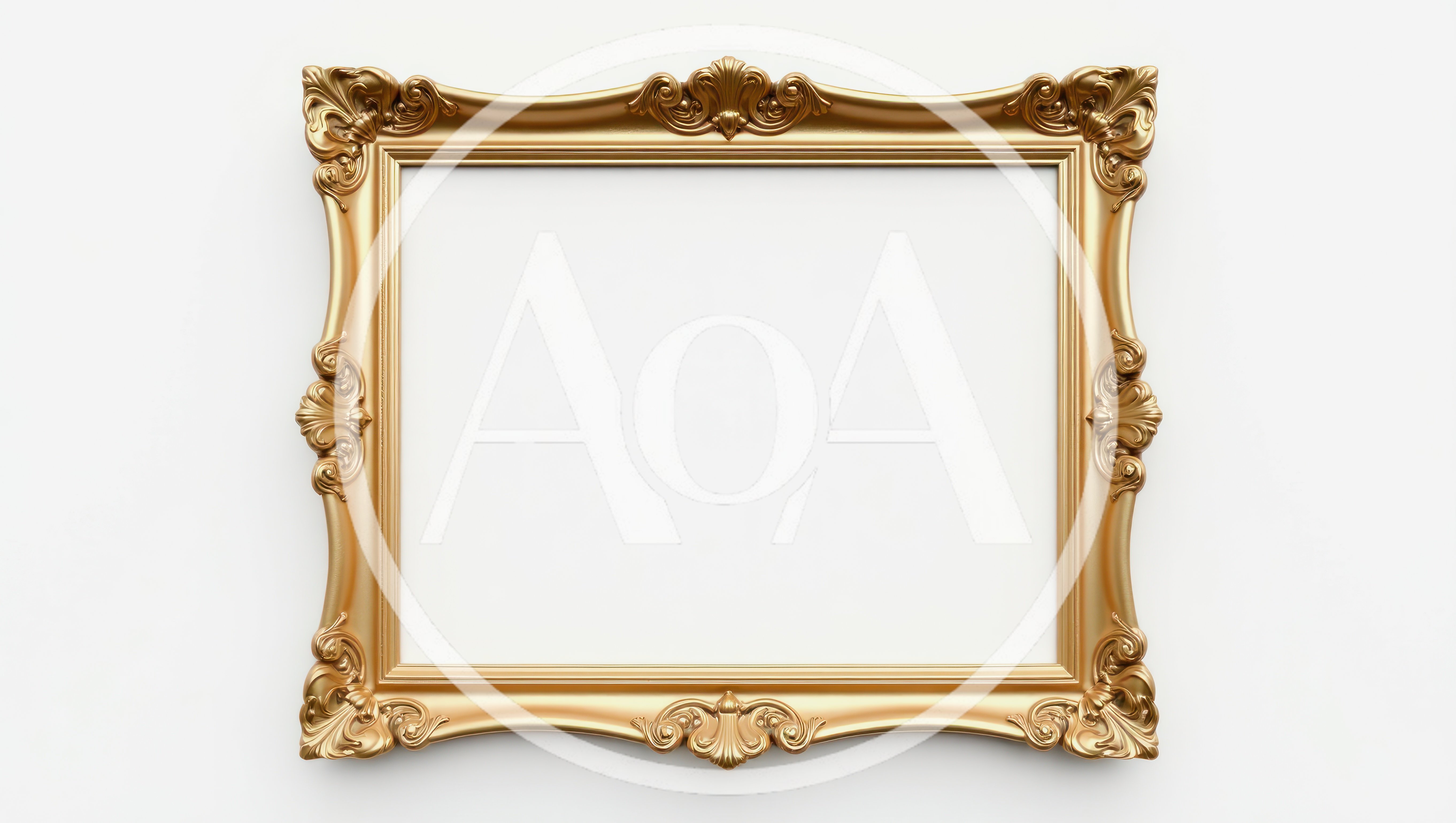Ornate Gold Baroque Picture Frame On White Background