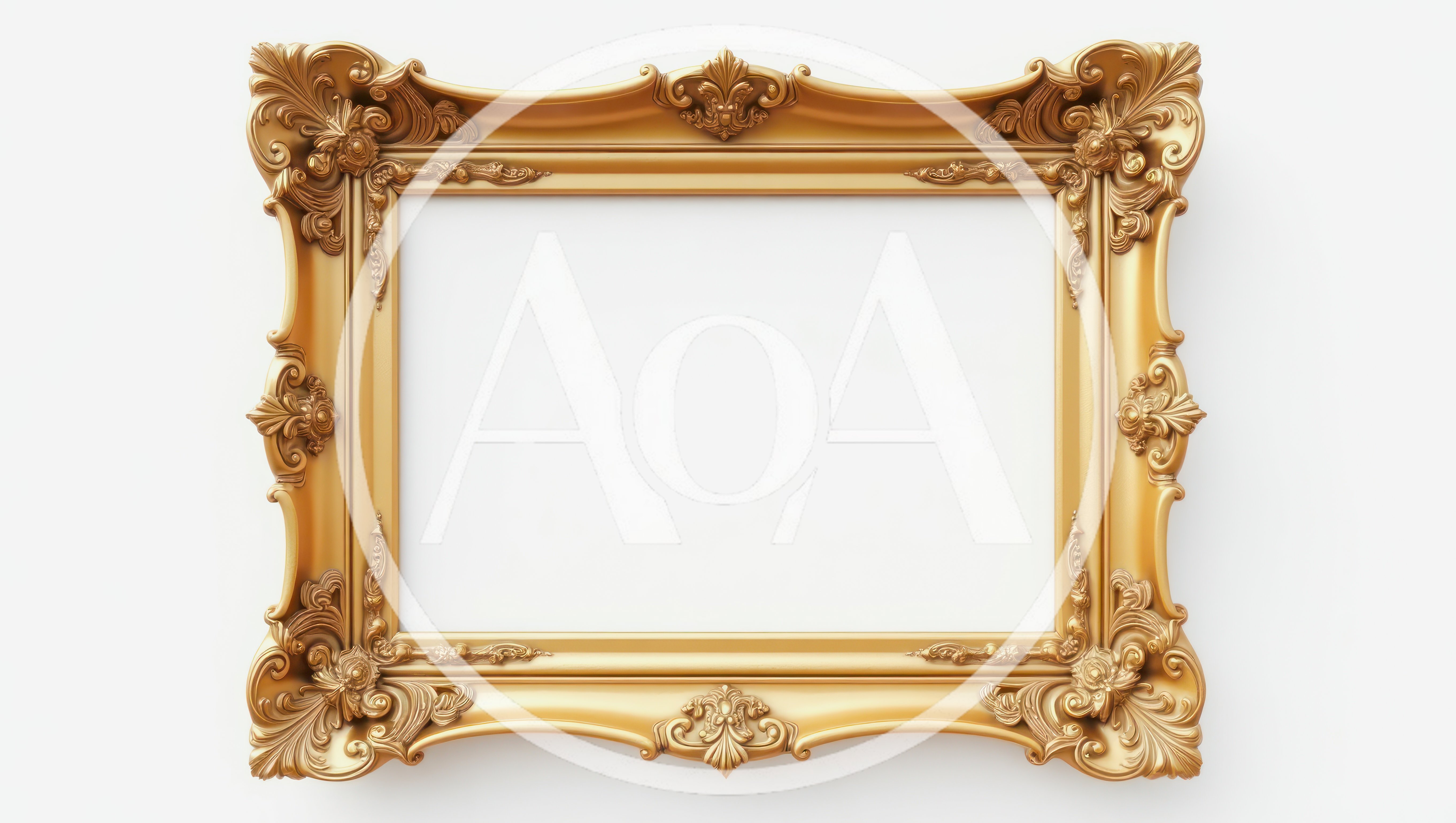 Ornate Gold Baroque Picture Frame On White Background