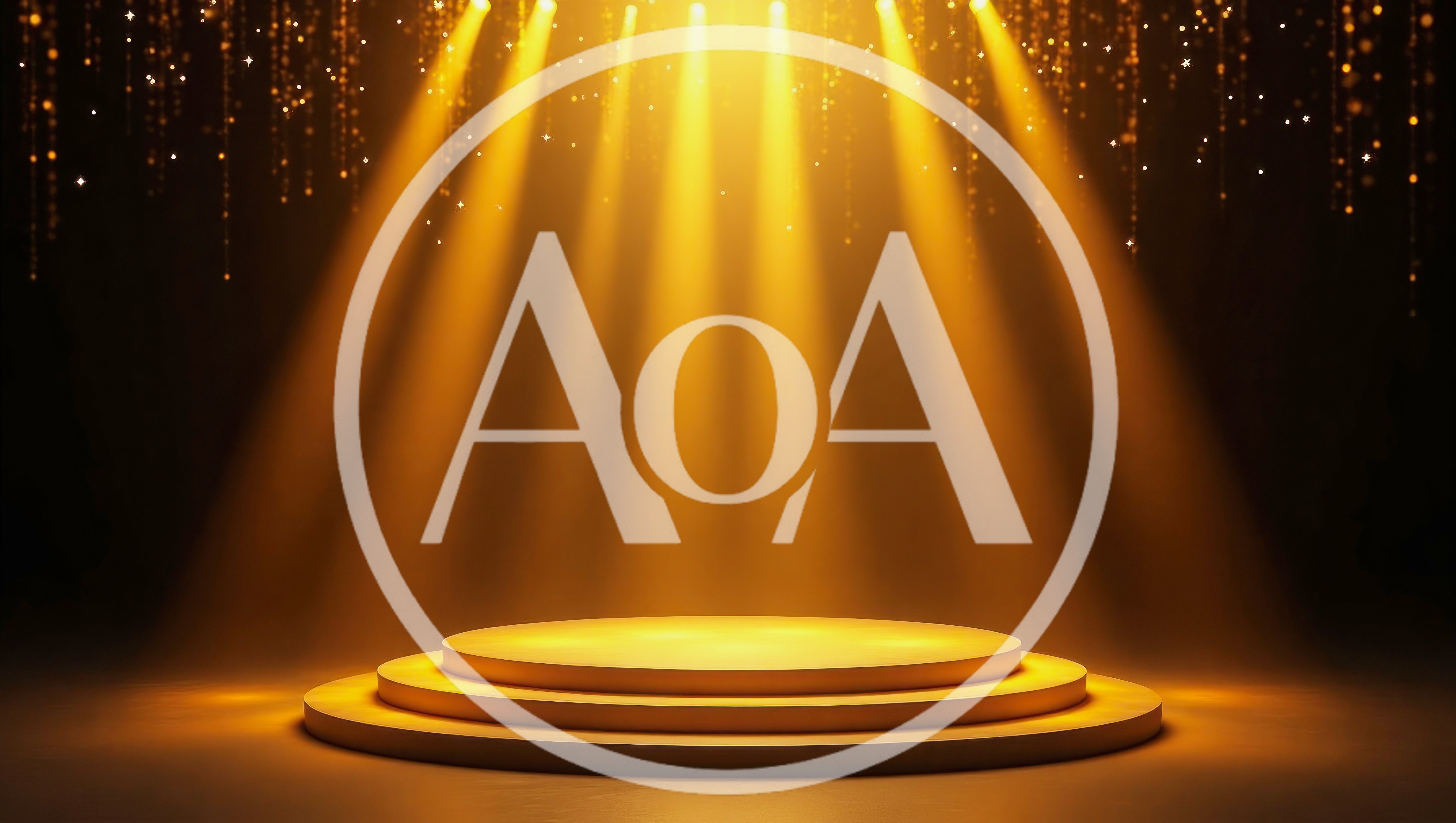 Empty Golden Stage With Spotlight Illumination