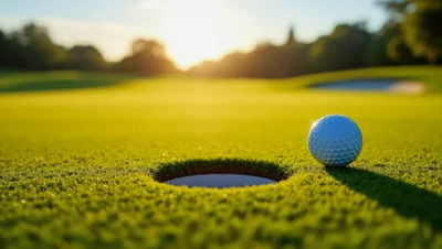 Golf Ball Resting Near The Hole On Putting Green