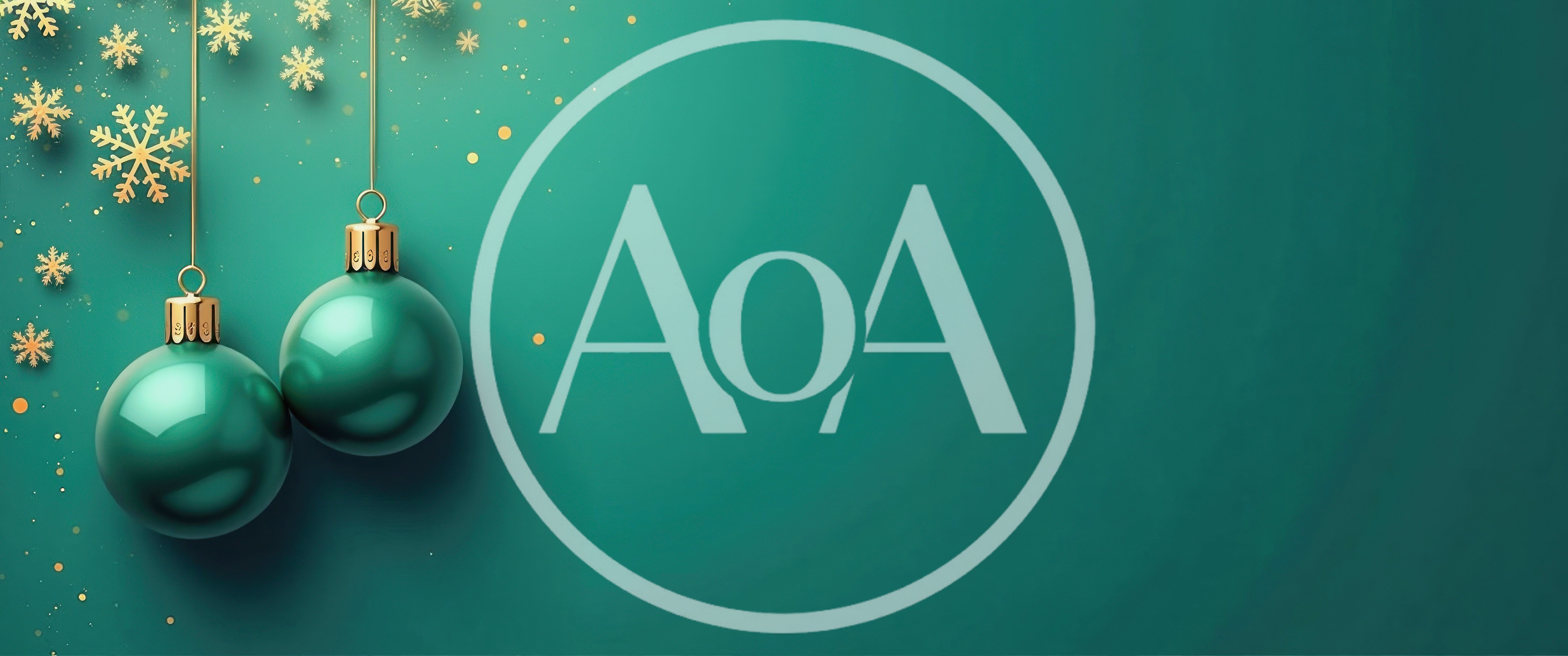 Two Green Christmas Ornaments Hanging Against Teal Background