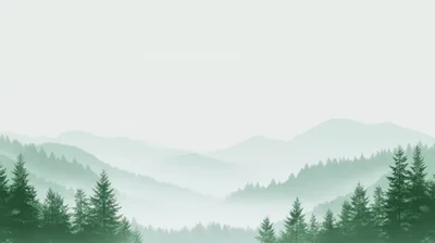 Misty Mountain Landscape With Evergreen Forest