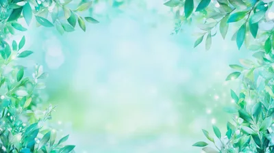 Soft Green Leaves Frame With Bokeh Light Background