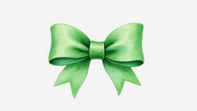 Green Satin Ribbon Bow Illustration