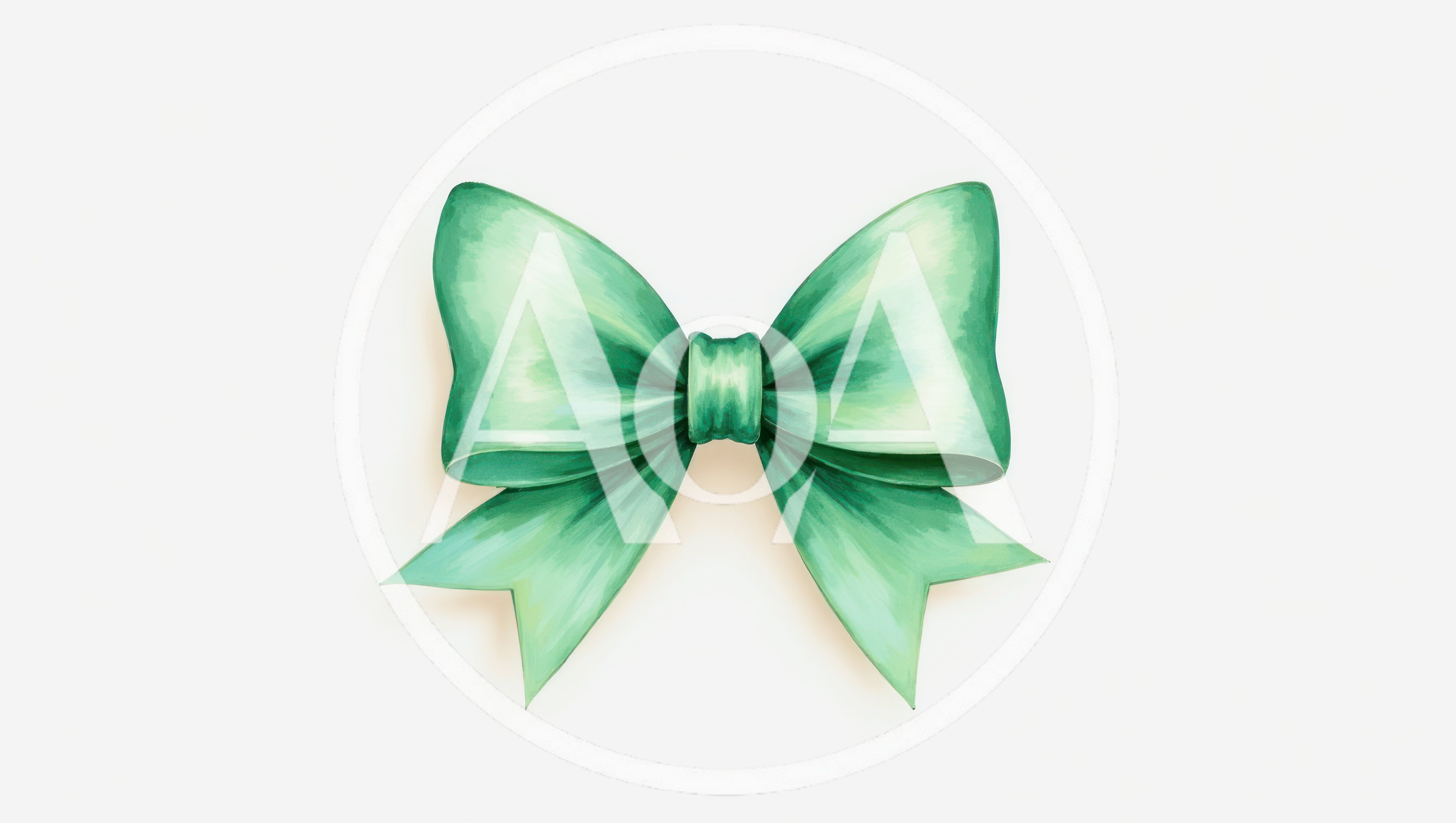 Green Satin Ribbon Bow Isolated On White Background