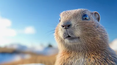 Close Up Portrait Of A Curious Groundhog