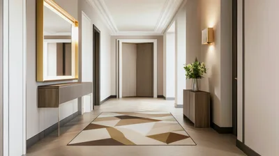 Modern Luxury Hallway Interior With Geometric Rug