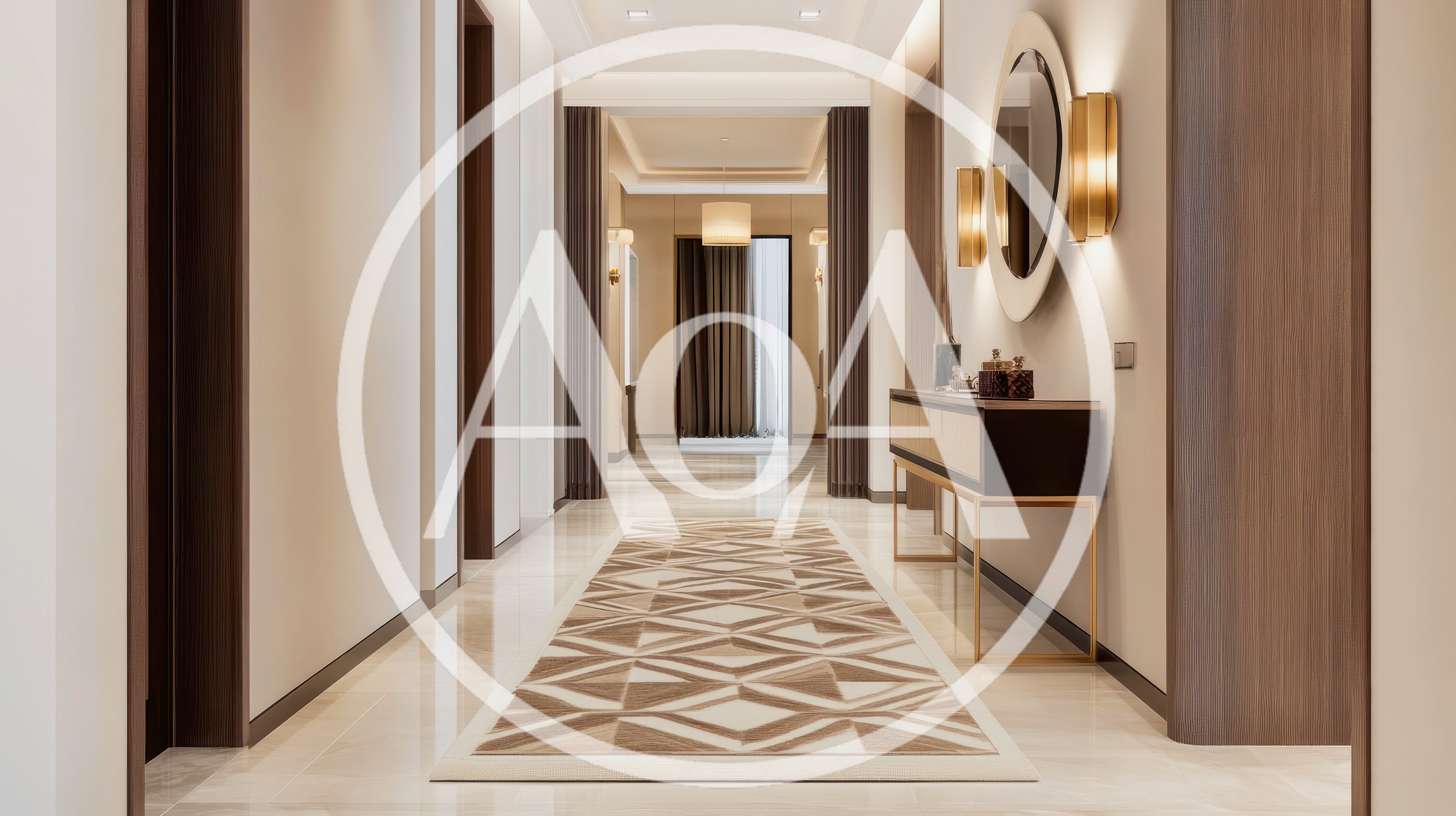 Modern Luxury Hallway Interior With Geometric Rug