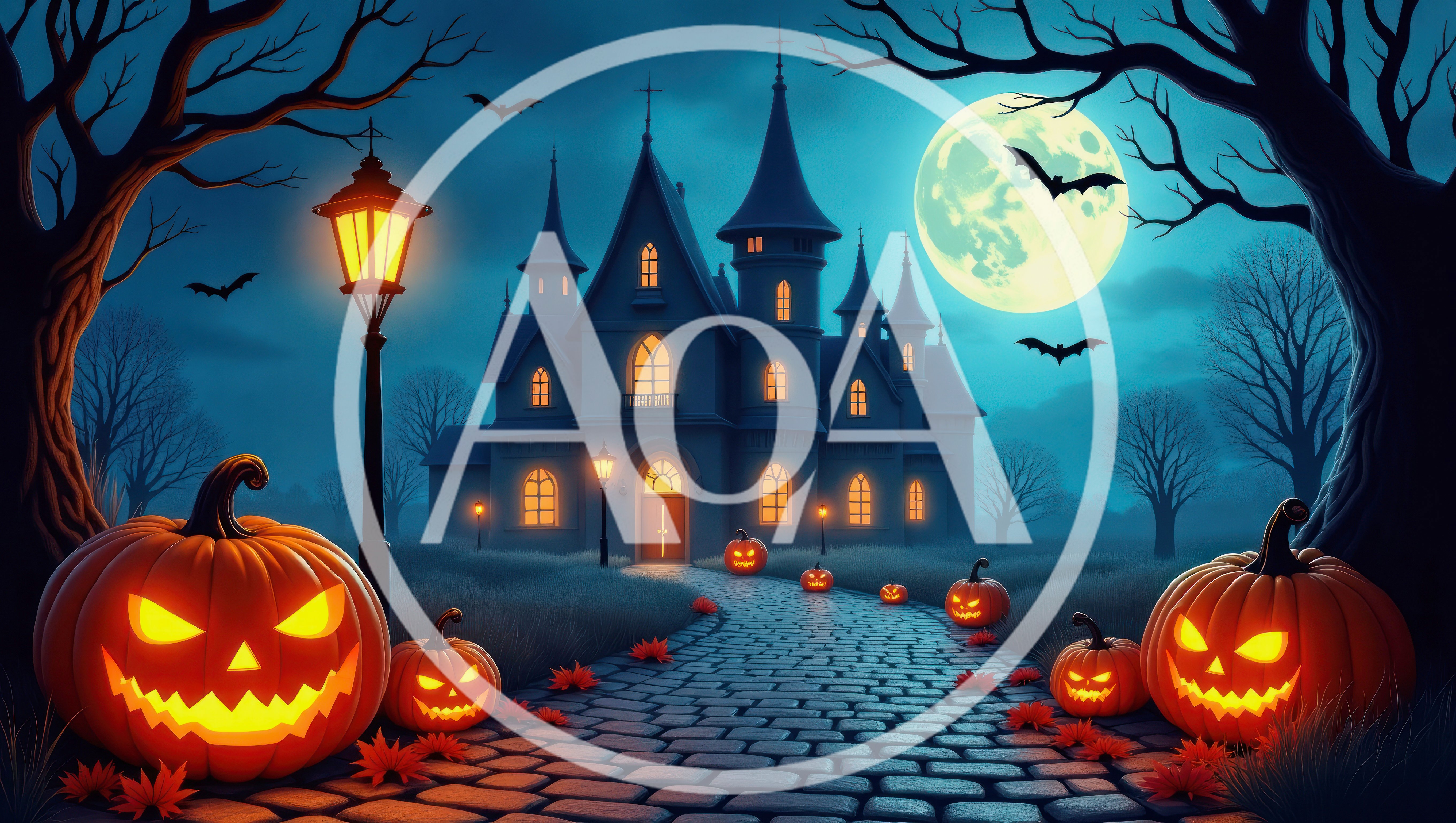 Spooky Halloween Mansion With Jack O Lanterns