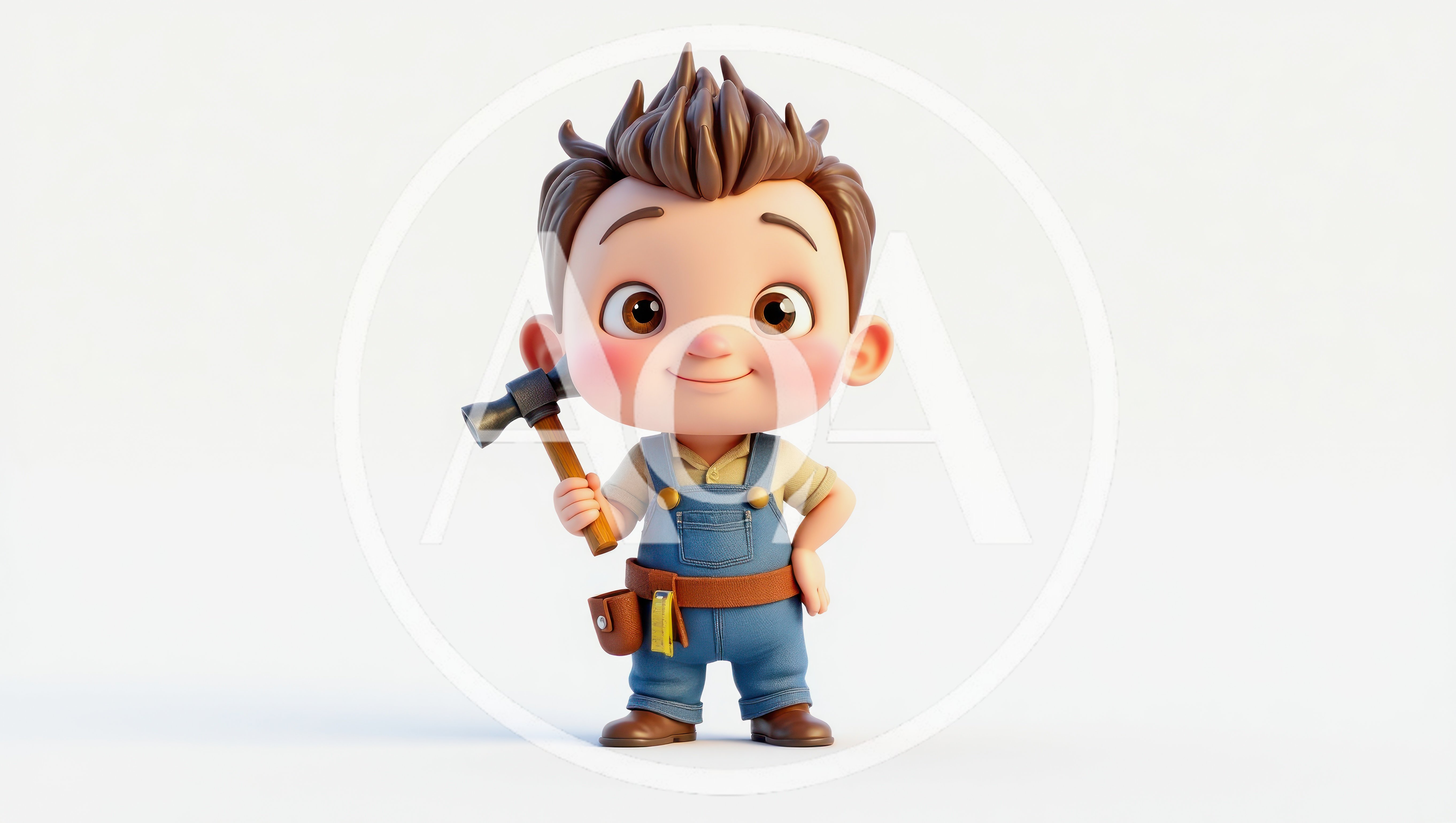 3D Cartoon Boy Character Holding A Hammer