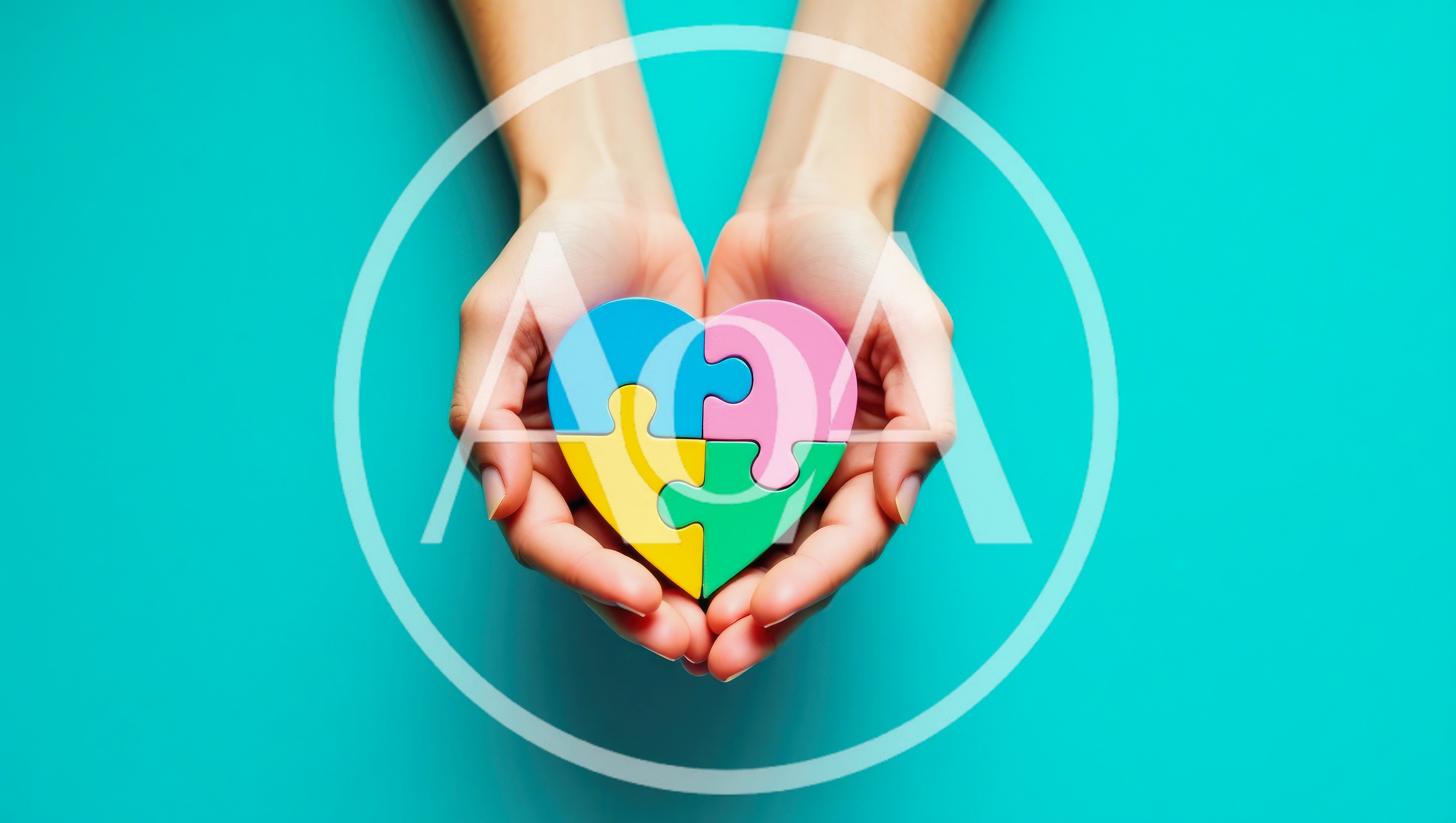 Hands Holding A Colorful Heart Shaped Puzzle