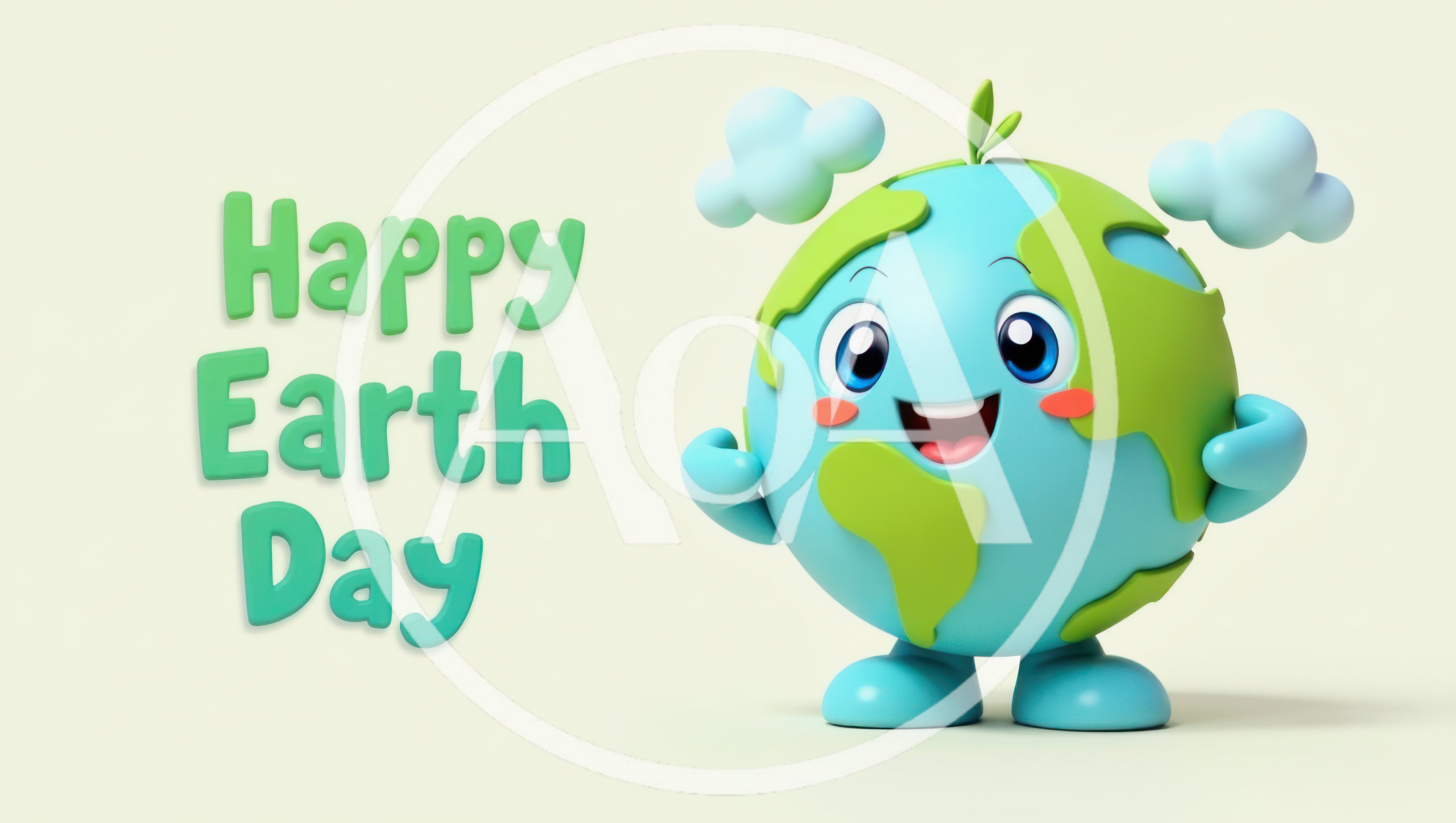 3D Cartoon Earth Character Celebrating Earth Day