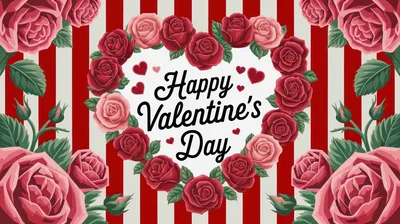 Happy Valentine's Day Greeting Card With Roses