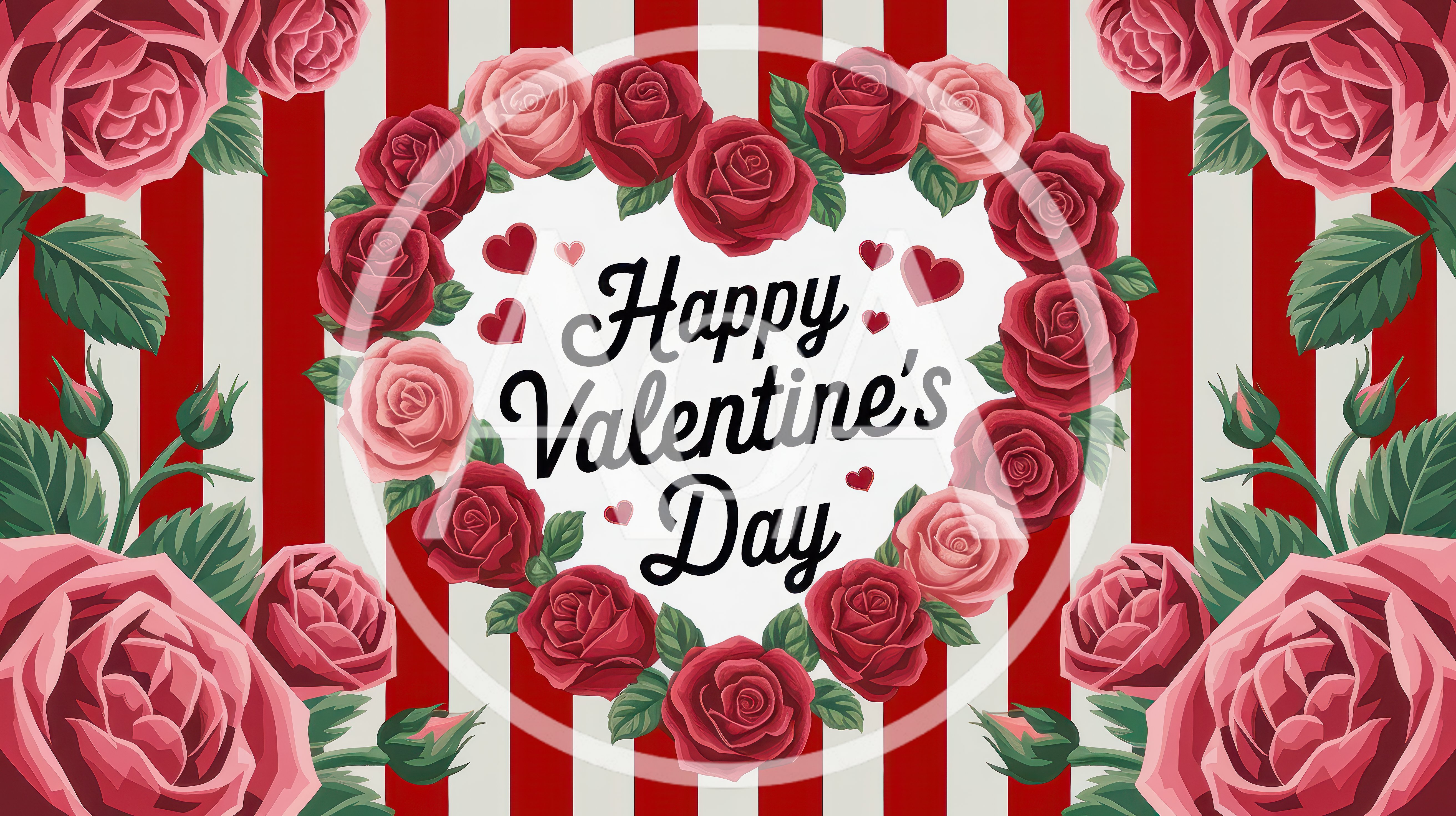 Happy Valentine's Day Greeting Card With Roses