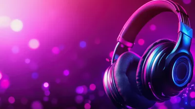 Modern Wireless Headphones Against A Vibrant Neon Background