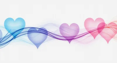 Abstract Background With Gradient Hearts And Flowing Waves