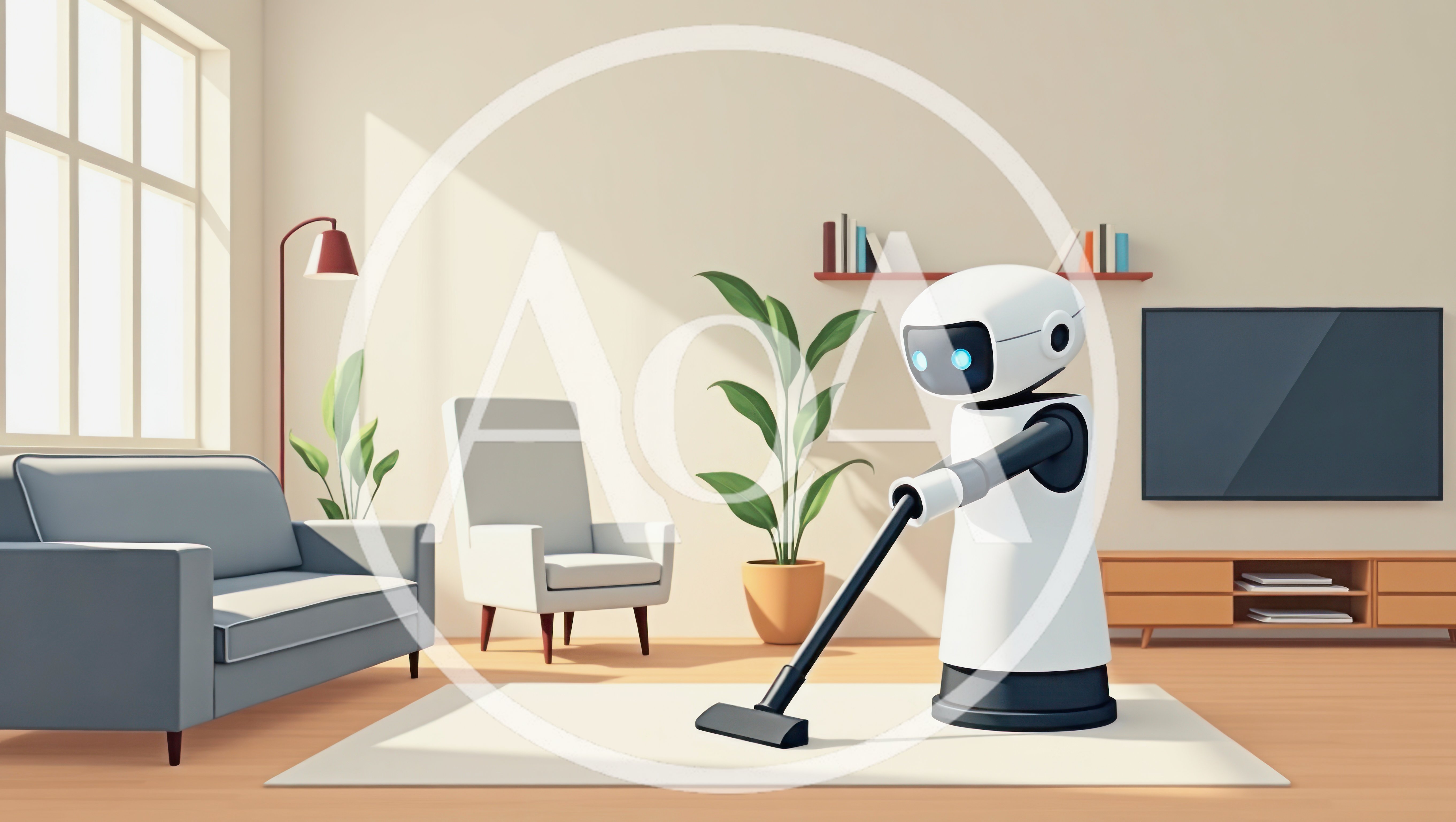 Robot Vacuuming Living Room Carpet
