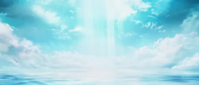 Ethereal Light Beams Descending Over Calm Ocean Waters