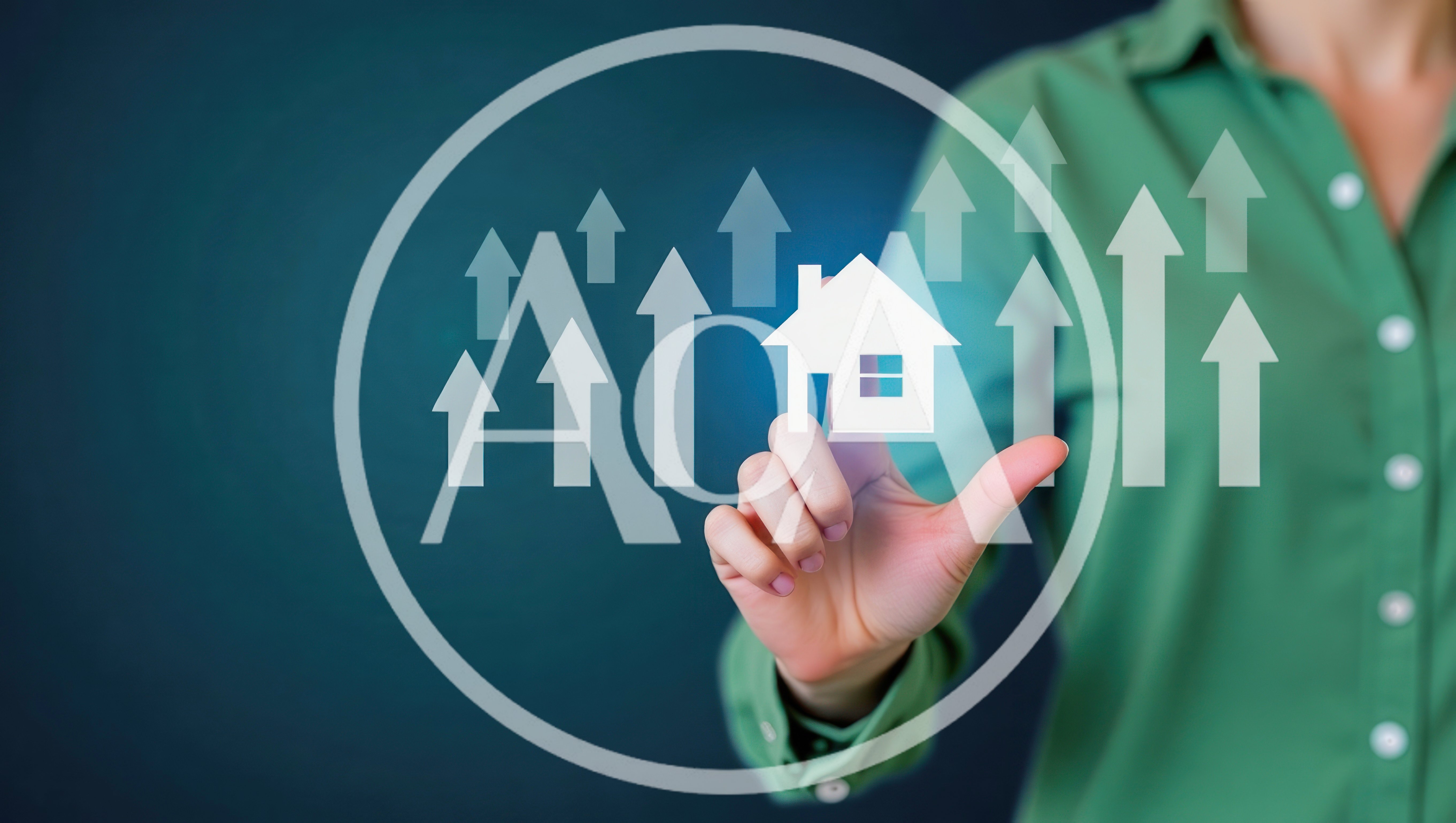 Businesswoman Interacting With Real Estate Growth Digital Interface
