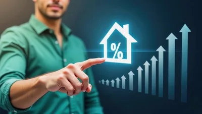 Businessman Interacting With Digital Real Estate Interest Rate Graph