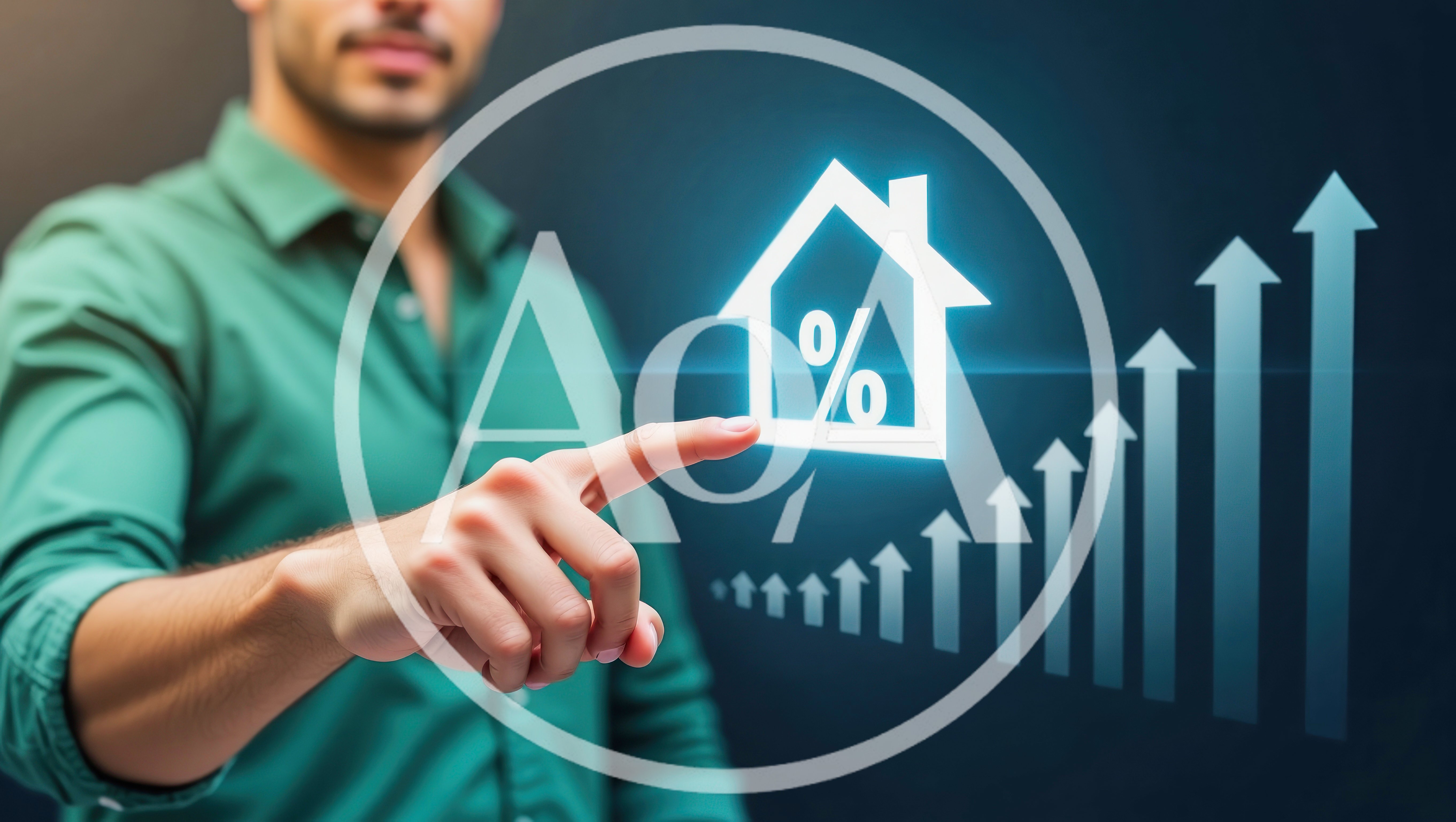 Businessman Interacting With Digital Real Estate Interest Rate Graph