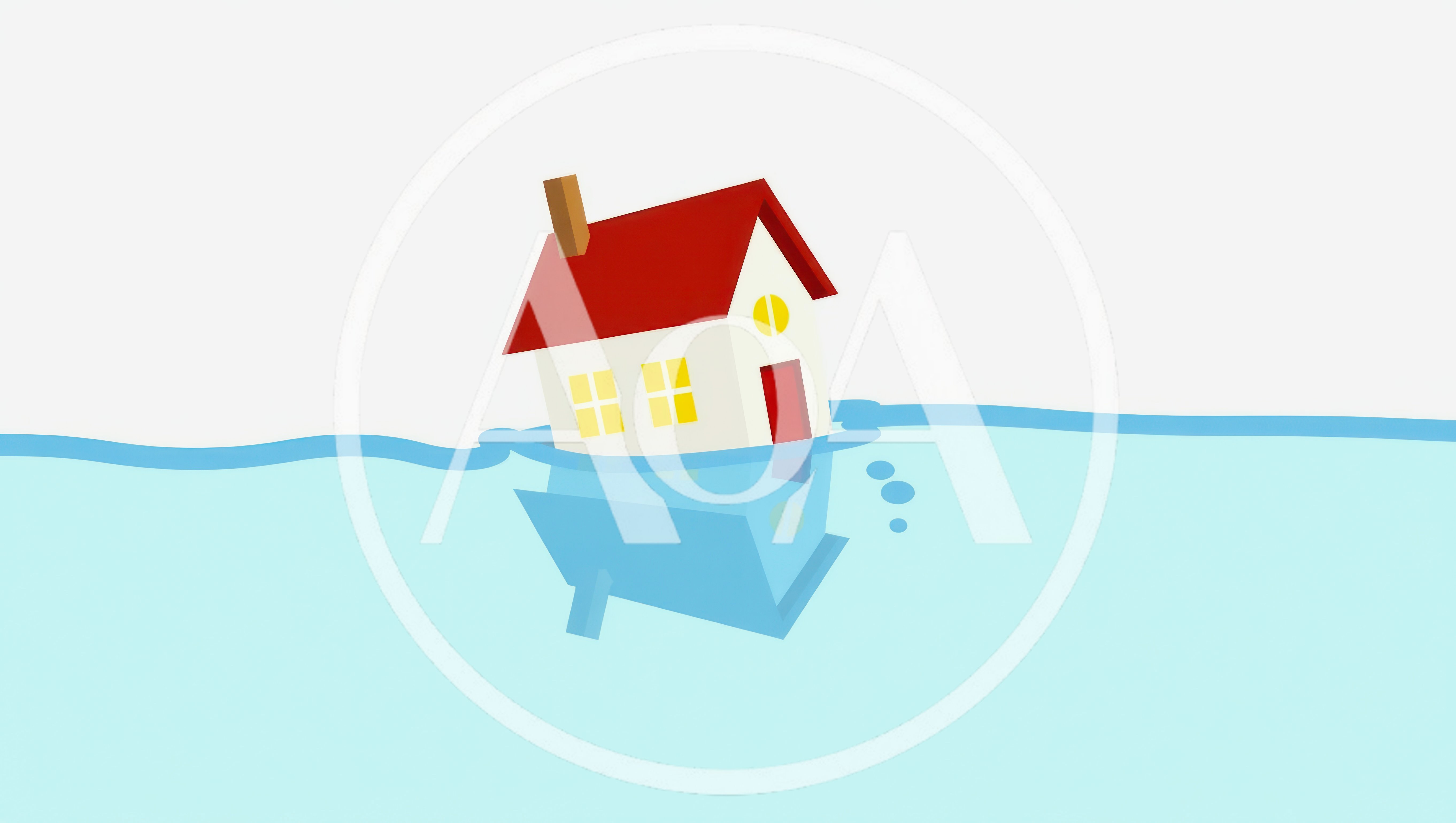 3D Illustration Of A House Flooding In Water