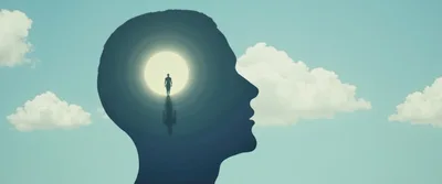 Silhouette Of A Human Head With A Glowing Interior
