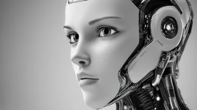Close Up Portrait Of A Futuristic Female Android