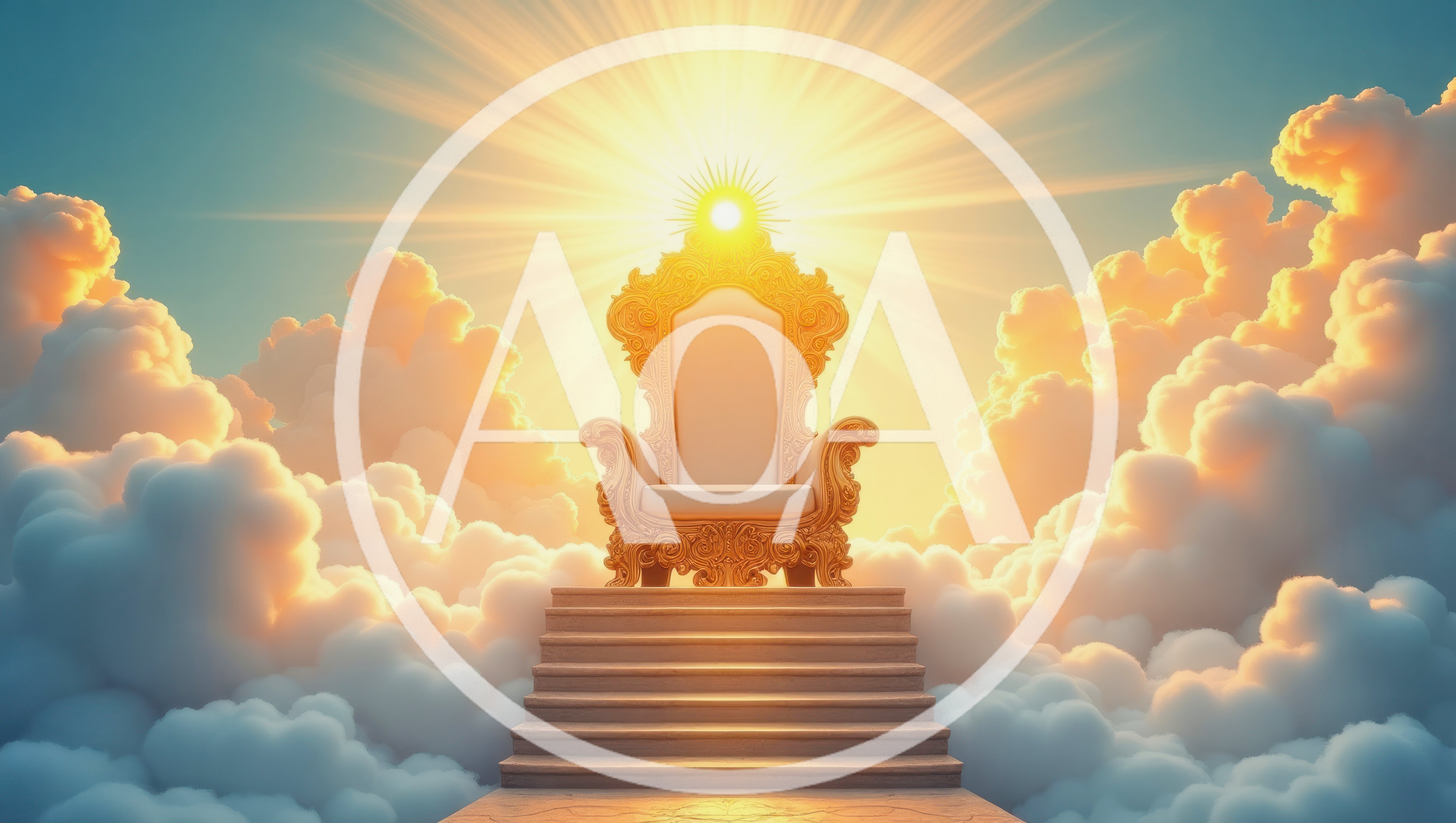 Golden Throne Atop Stone Stairs In The Clouds