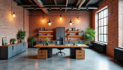 Modern Industrial Executive Office With Brick Walls