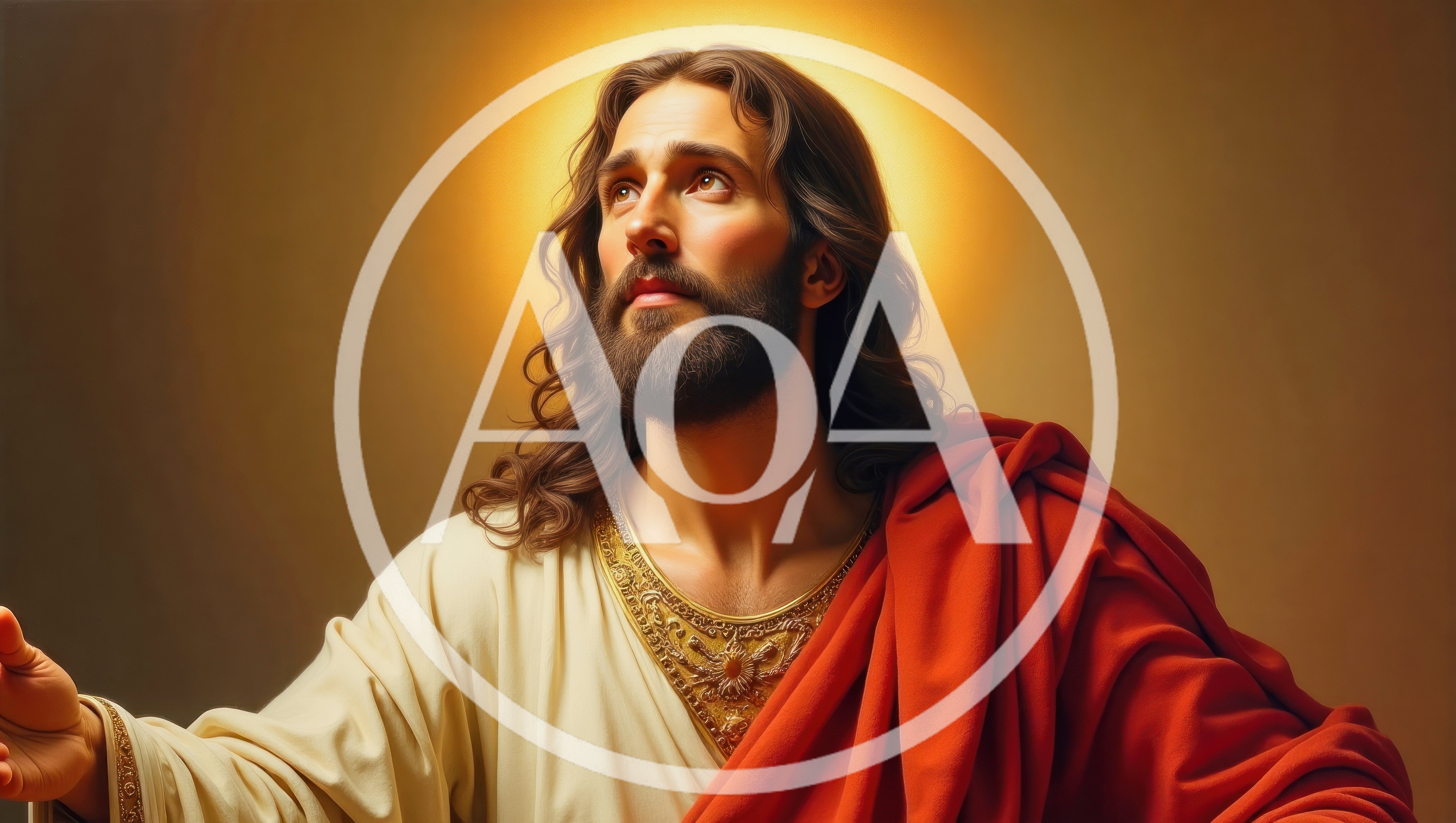 Portrait of Jesus Christ with Halo and Red Robe