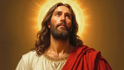 Portrait Of Jesus Christ With Radiant Halo