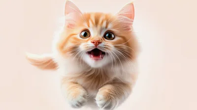 Adorable Fluffy Ginger Kitten Jumping Towards Camera