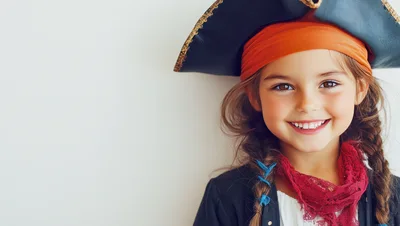 Smiling Young Girl Dressed As A Pirate