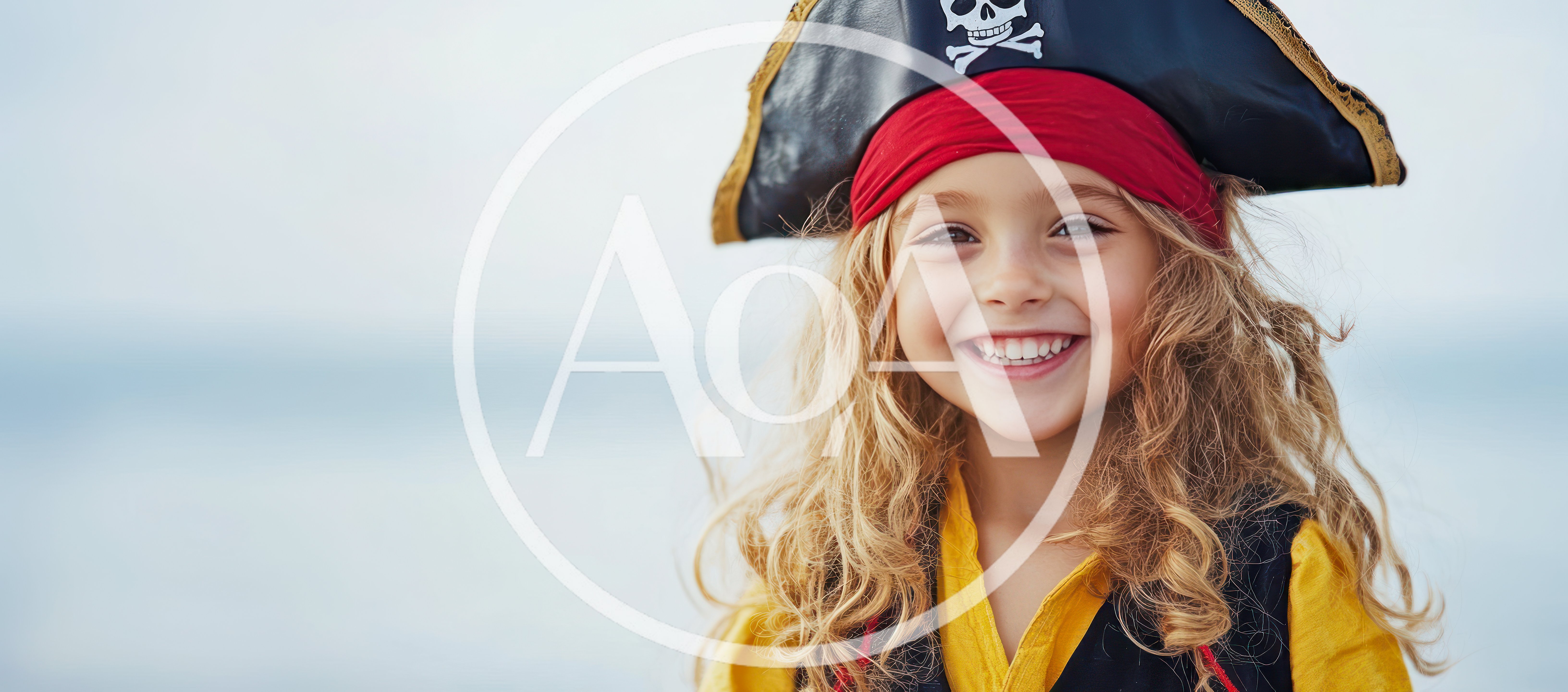 Smiling Young Girl Wearing A Pirate Costume